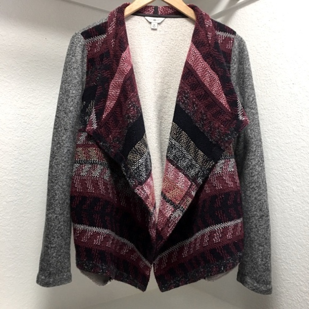 Lucky Lotus boho wool blend open sweater/cardigan Sz M